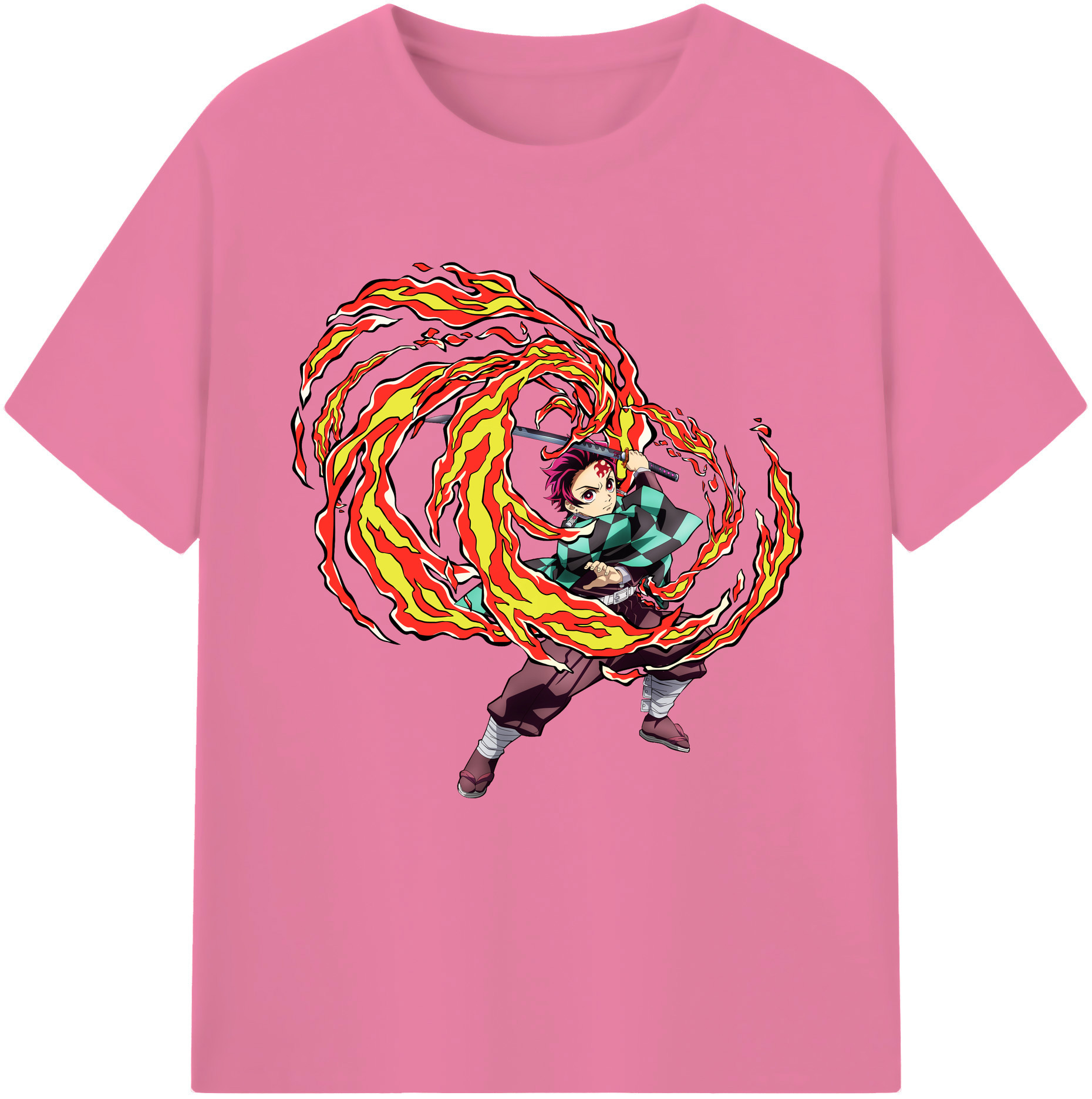 （画像用） 鬼滅の刃 竈門 炭治郎／かまど たんじろう Kamado Tanjirou 綿100％半袖Tシャツ（フロントプリント）
